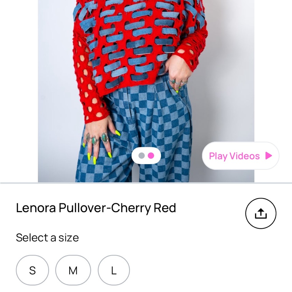 Lenora Pullover-Cherry Red Large